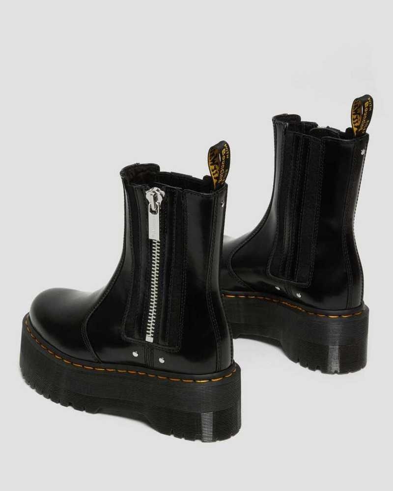 Dr Martens 2976 Max Leather Platform Chelsea Boots Platform Boots Black | 49573JOMQ