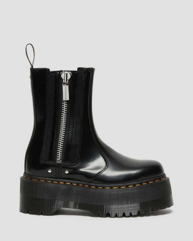 Dr Martens 2976 Max Leather Platform Chelsea Boots Platform Boots Black | 49573JOMQ