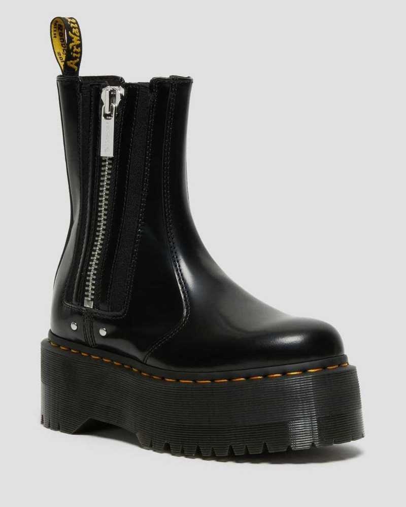 Dr Martens 2976 Max Leather Platform Chelsea Boots Boots Black | 34519TVKZ