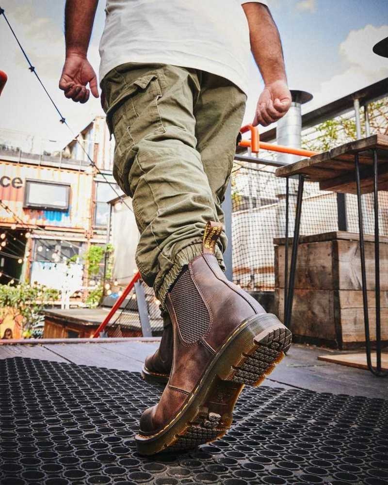 Dr Martens 2976 Slip Resistant Leather Chelsea Boots Chelsea Boots Dark Brown | 53461ZHAW