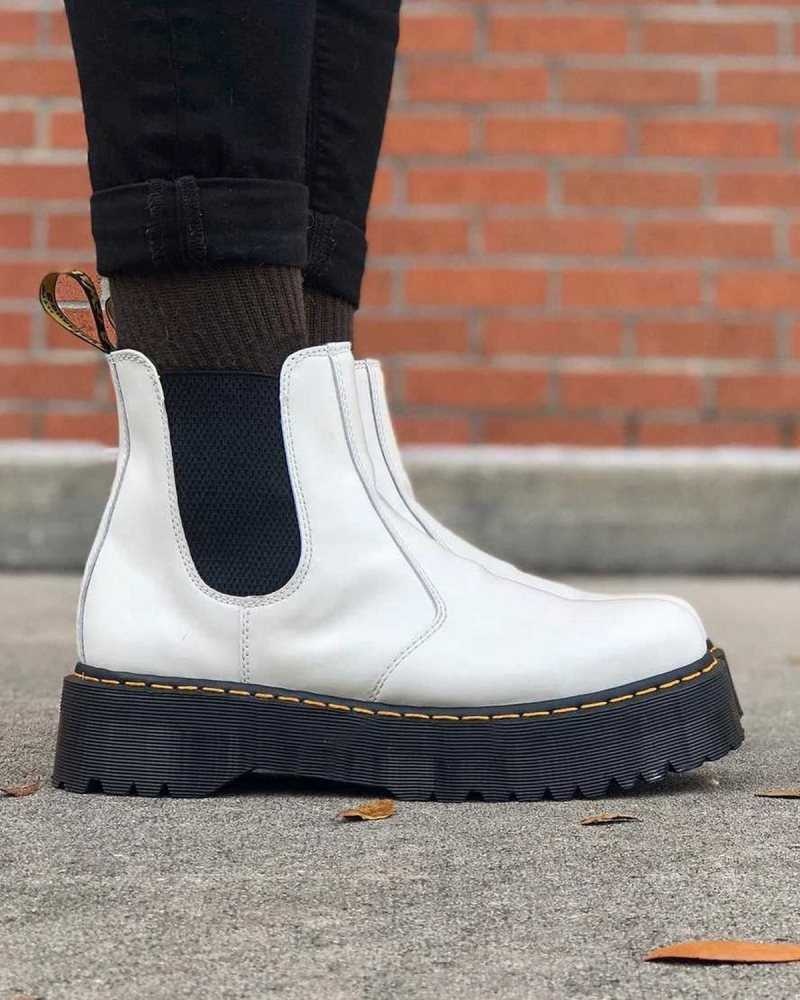 Dr Martens 2976 Smooth Leather Platform Chelsea Boots Ankle Boots White | 28170XBTE