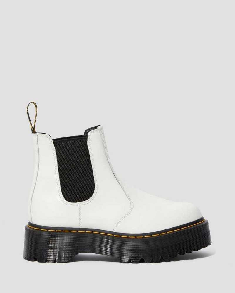 Dr Martens 2976 Smooth Leather Platform Chelsea Boots Ankle Boots White | 28170XBTE