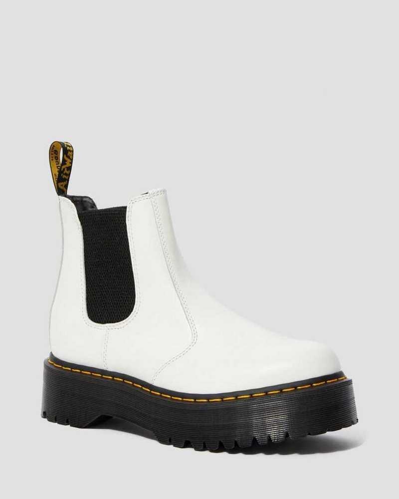 Dr Martens 2976 Smooth Leather Platform Chelsea Boots Ankle Boots White | 28170XBTE