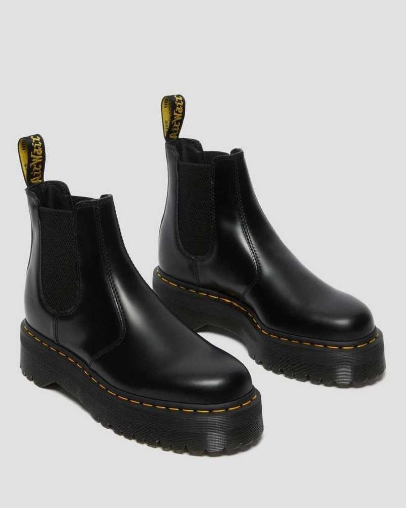 Dr Martens 2976 Smooth Leather Platform Chelsea Boots Ankle Boots Black | 74813ZQFA