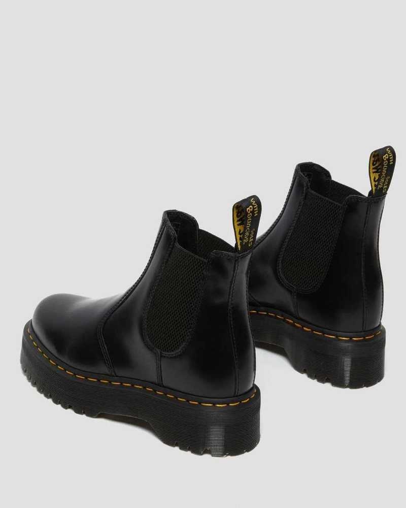 Dr Martens 2976 Smooth Leather Platform Chelsea Boots Ankle Boots Black | 74813ZQFA