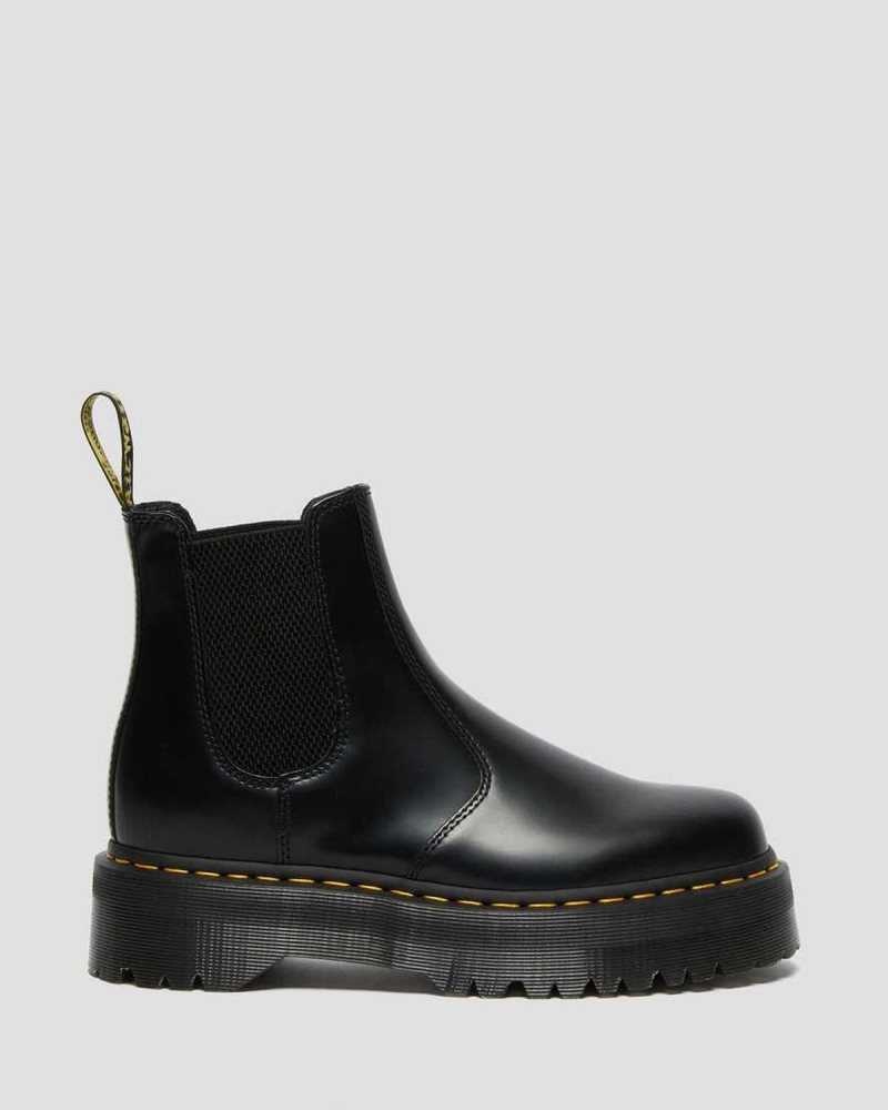 Dr Martens 2976 Smooth Leather Platform Chelsea Boots Ankle Boots Black | 74813ZQFA