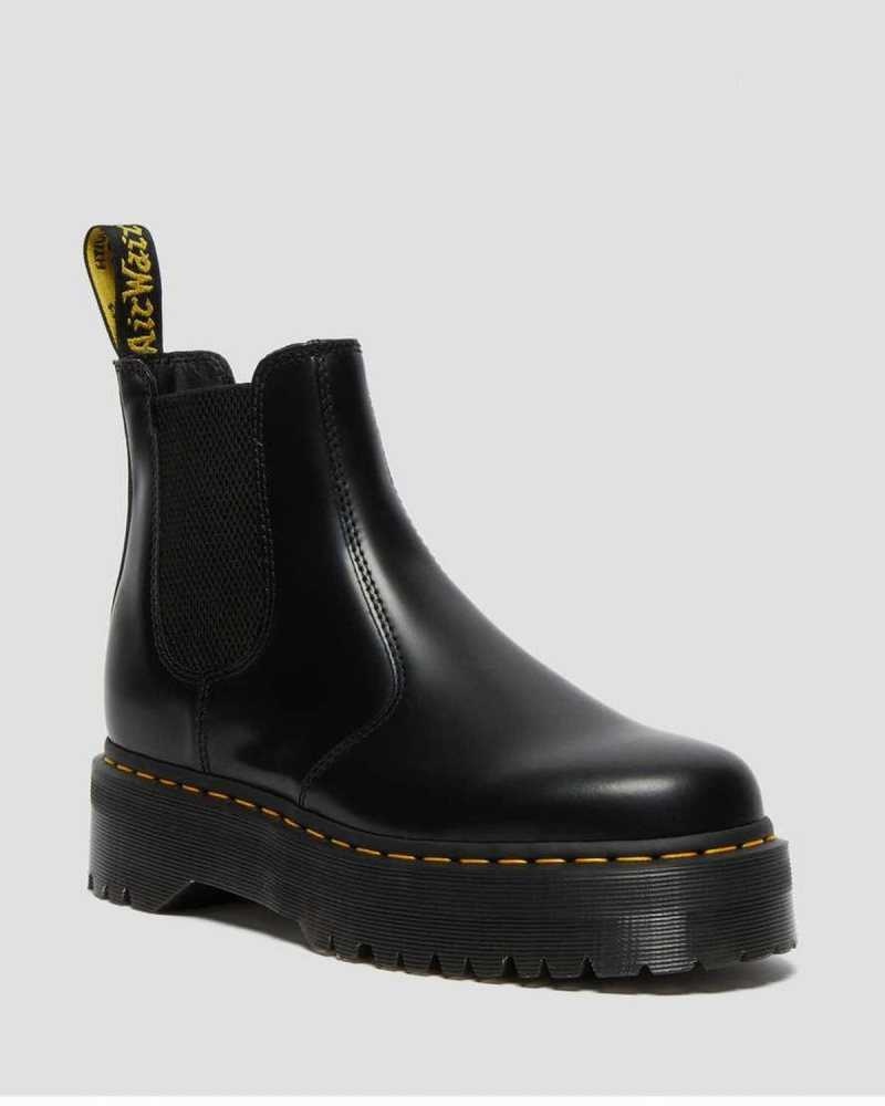 Dr Martens 2976 Smooth Leather Platform Chelsea Boots Platform Boots Black | 37185LXTR