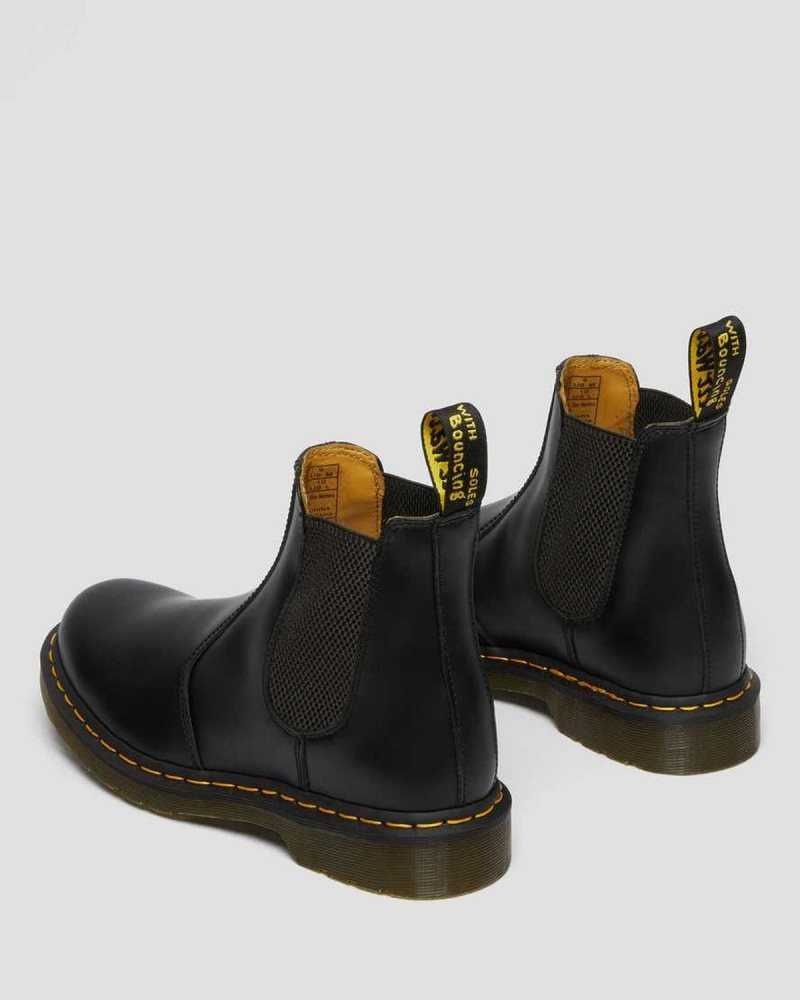 Dr Martens 2976 Yellow Stitch Smooth Leather Chelsea Boots Boots Black | 21093OWLF