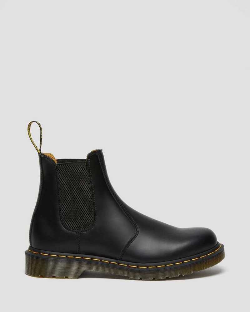 Dr Martens 2976 Yellow Stitch Smooth Leather Chelsea Boots Boots Black | 21093OWLF