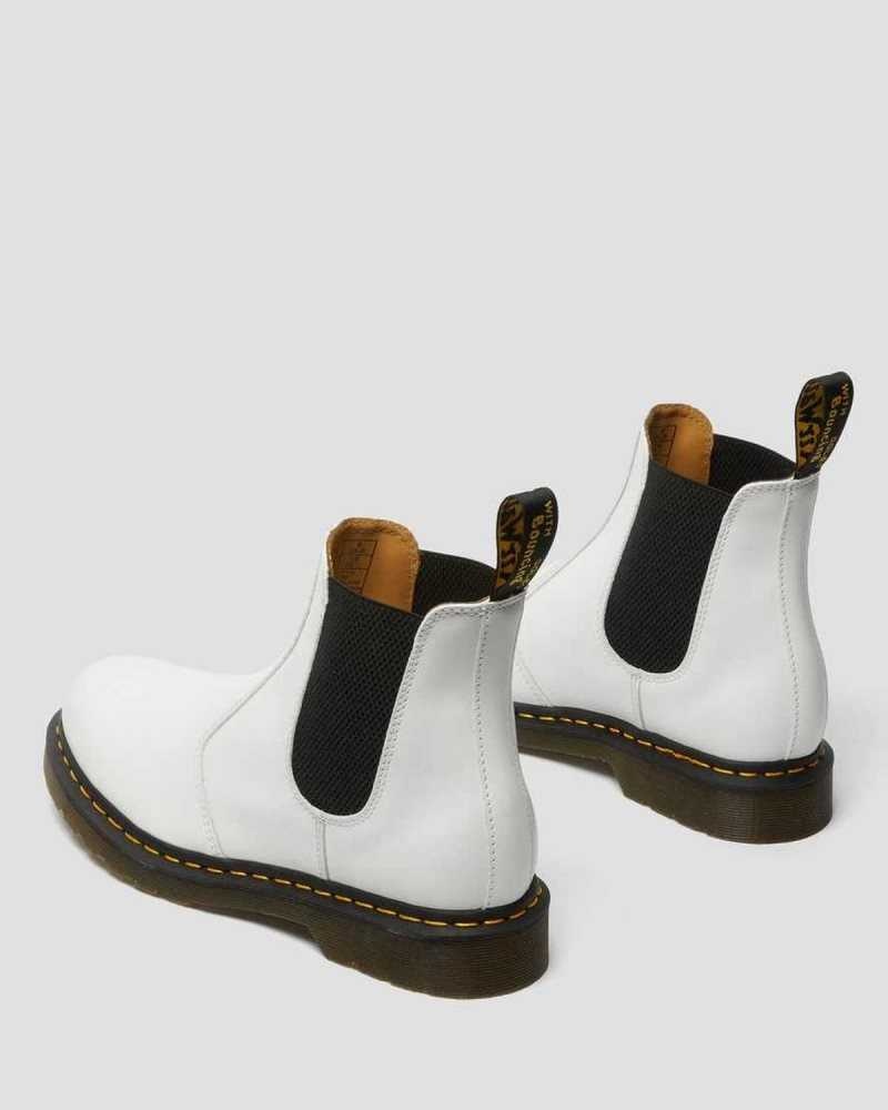 Dr Martens 2976 Yellow Stitch Smooth Leather Chelsea Boots Ankle Boots White | 74295KROF