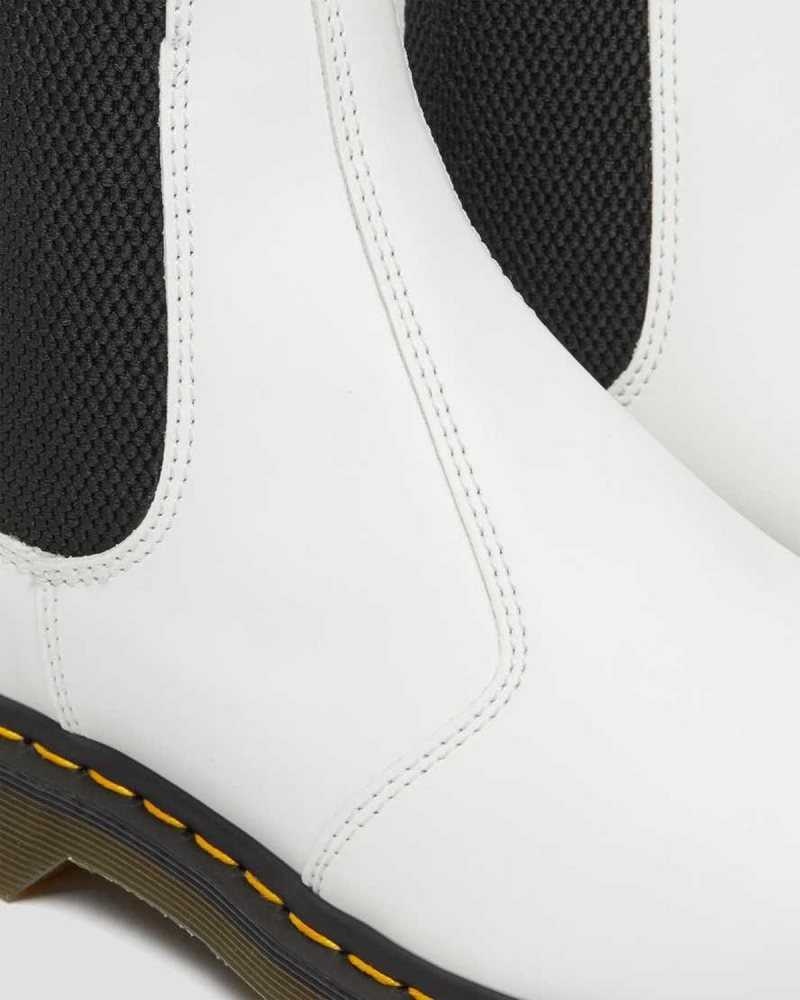 Dr Martens 2976 Yellow Stitch Smooth Leather Chelsea Boots Ankle Boots White | 74295KROF