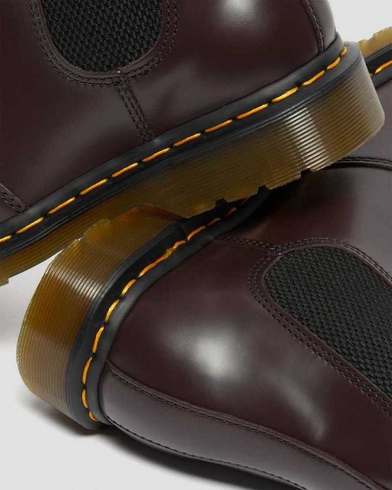 Dr Martens 2976 Yellow Stitch Smooth Leather Chelsea Boots Chelsea Boots Burgundy | 95068IUTL