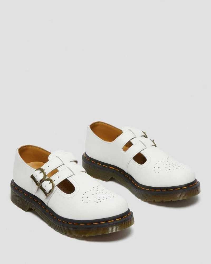 Dr Martens 8065 Smooth Leather Mary Jane Shoes Mary Janes White | 82615BLNW