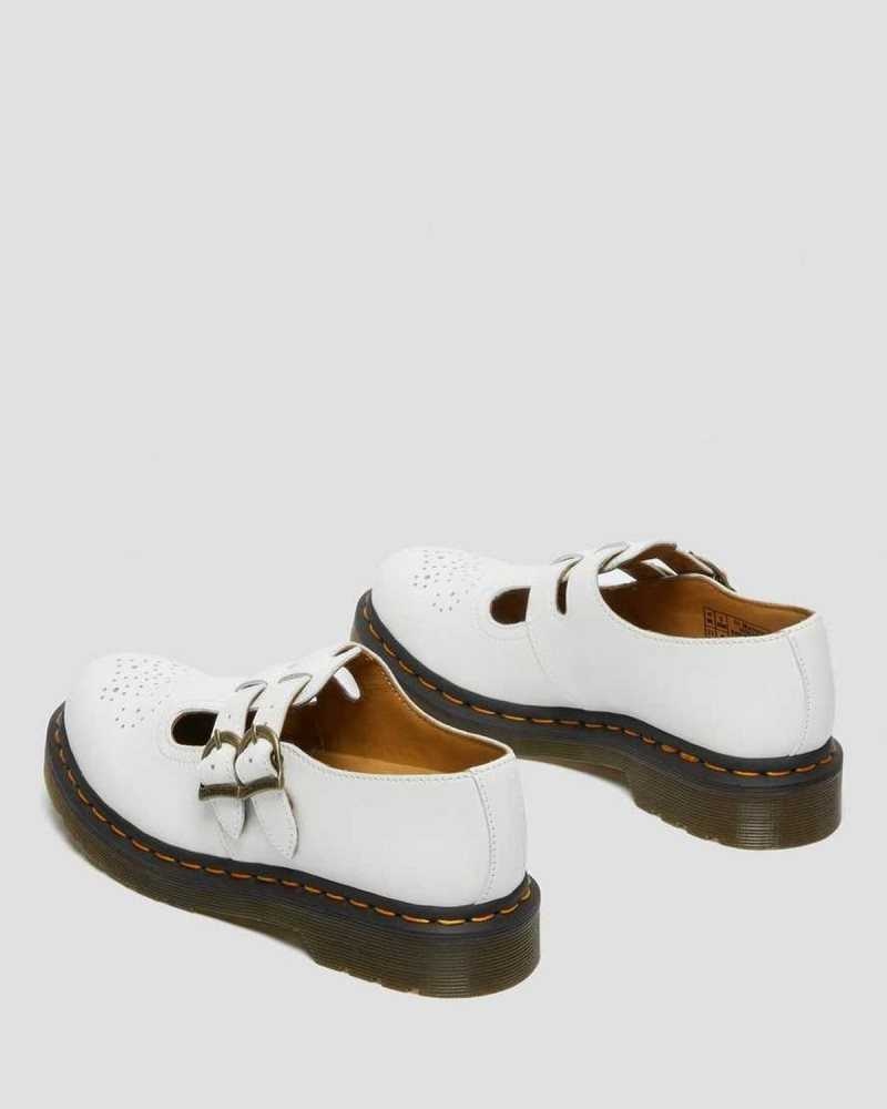 Dr Martens 8065 Smooth Leather Mary Jane Shoes Mary Janes White | 82615BLNW