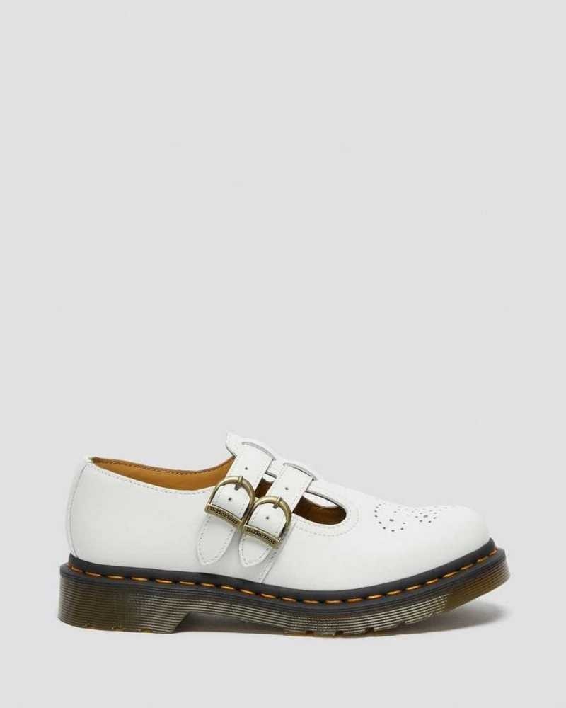 Dr Martens 8065 Smooth Leather Mary Jane Shoes Mary Janes White | 82615BLNW