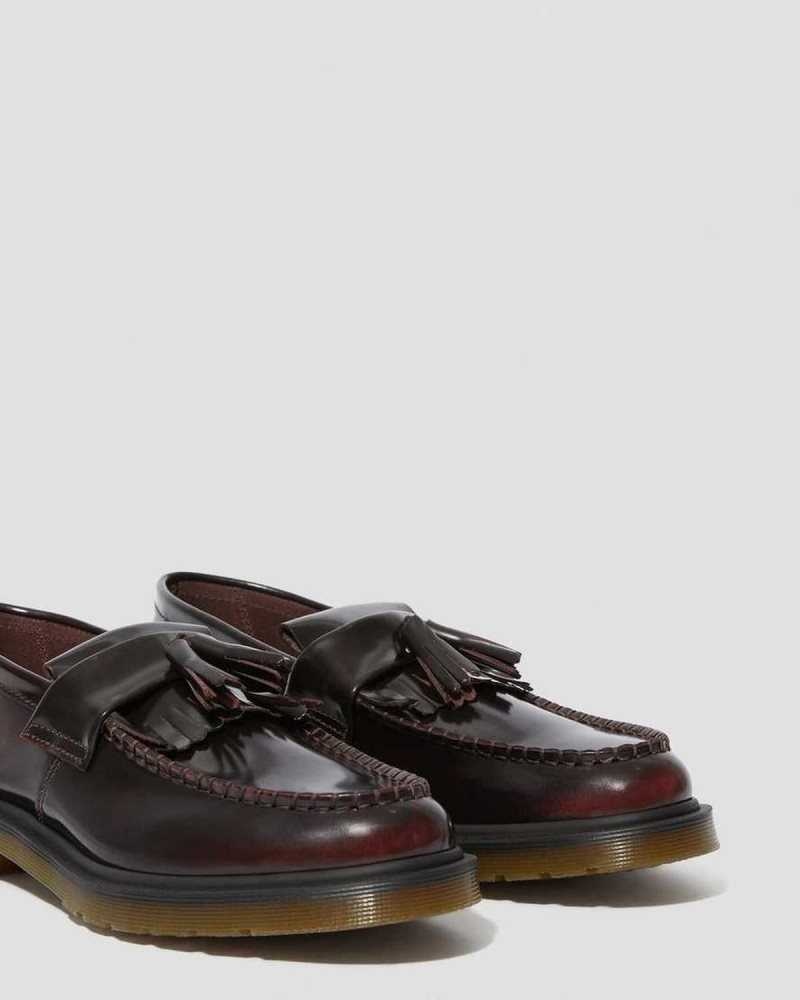 Dr Martens Adrian Arcadia Leather Tassle Loafers Loafers Pink Red | 23740NYHD