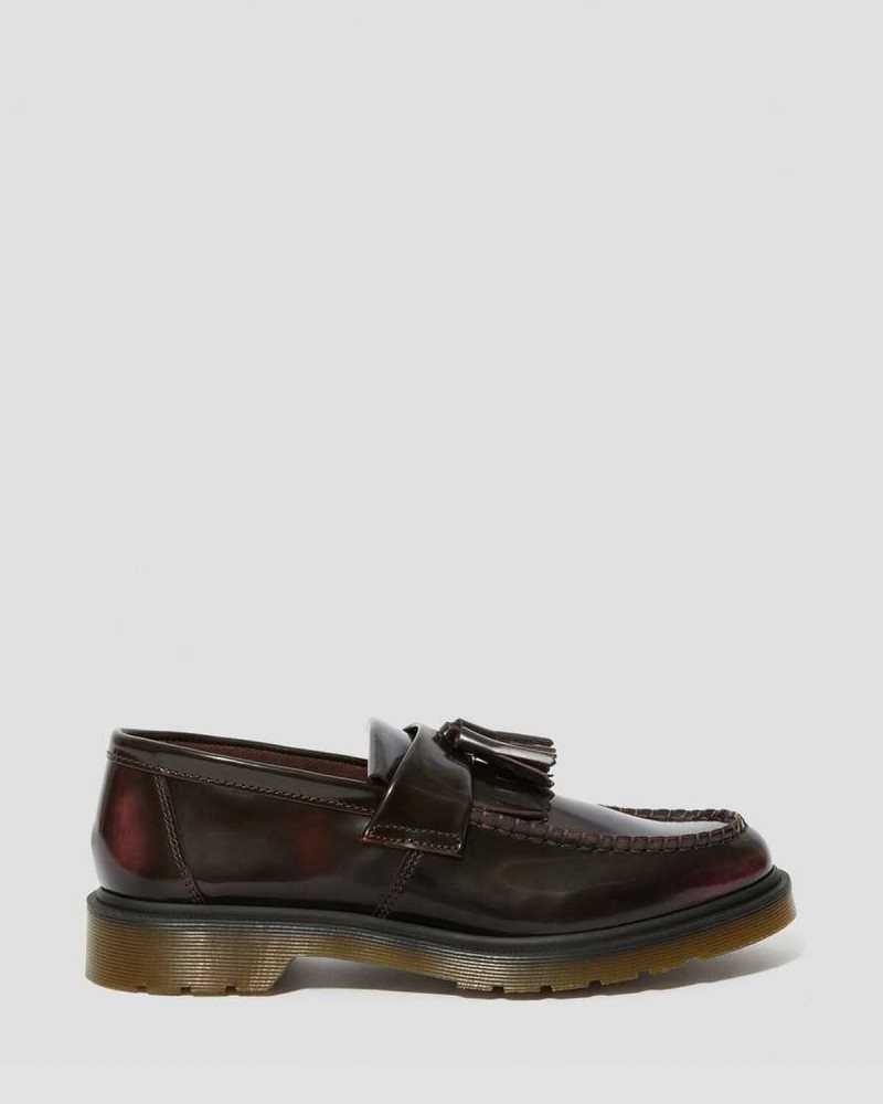 Dr Martens Adrian Arcadia Leather Tassle Loafers Originals Shoes Pink Red | 08759HPJT