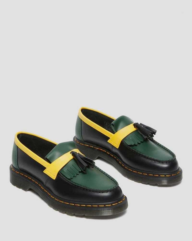 Dr Martens Adrian Contrast Smooth Leather Tassle Loafers Originals Shoes Black | 28574GZSM