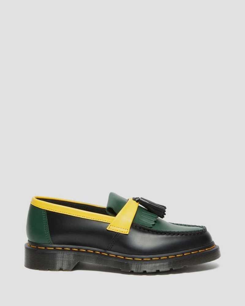 Dr Martens Adrian Contrast Smooth Leather Tassle Loafers Originals Shoes Black | 28574GZSM