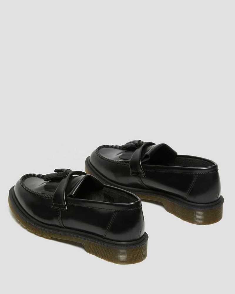 Dr Martens Adrian Smooth Leather Tassle Loafers Originals Shoes Black | 14025WGXF