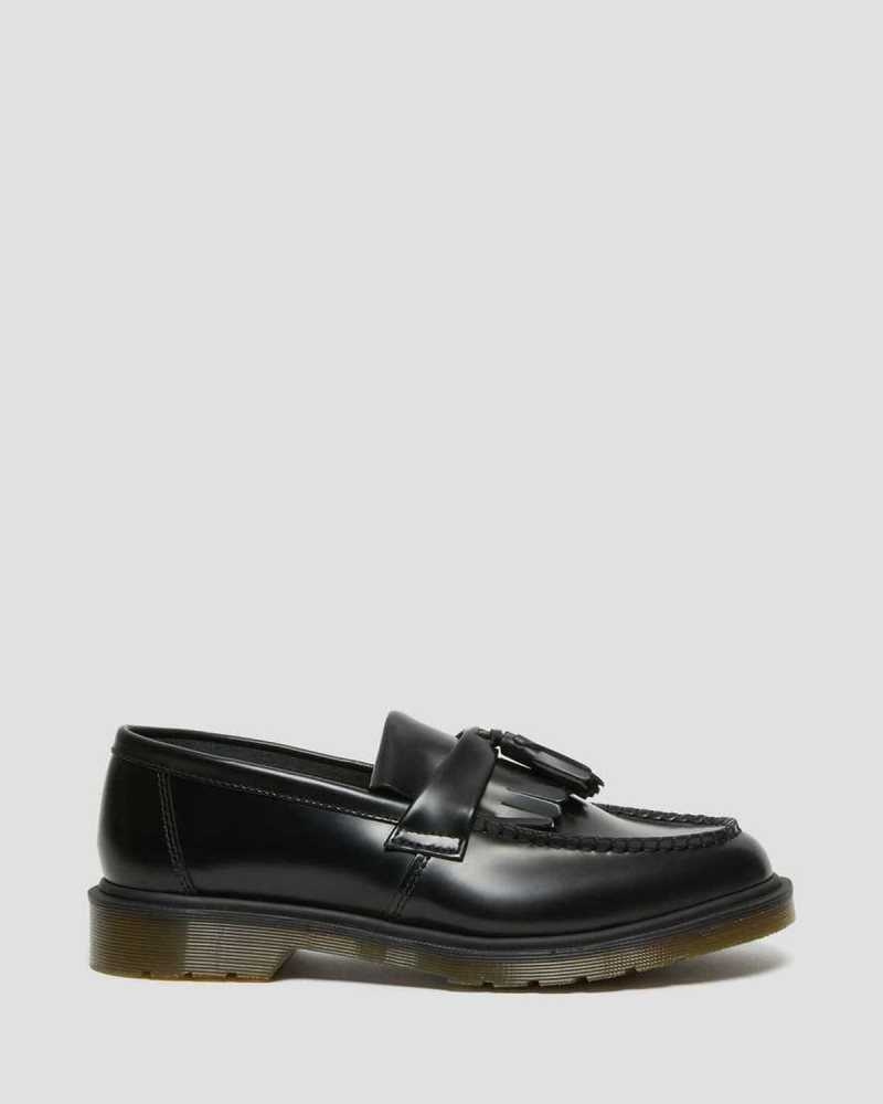 Dr Martens Adrian Smooth Leather Tassle Loafers Originals Shoes Black | 14025WGXF