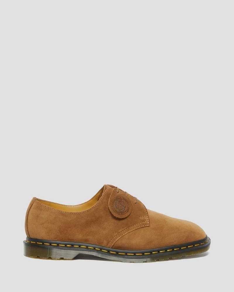 Dr Martens Archie II Suede Oxford Shoes Made In England Dark Brown | 82074LGFM