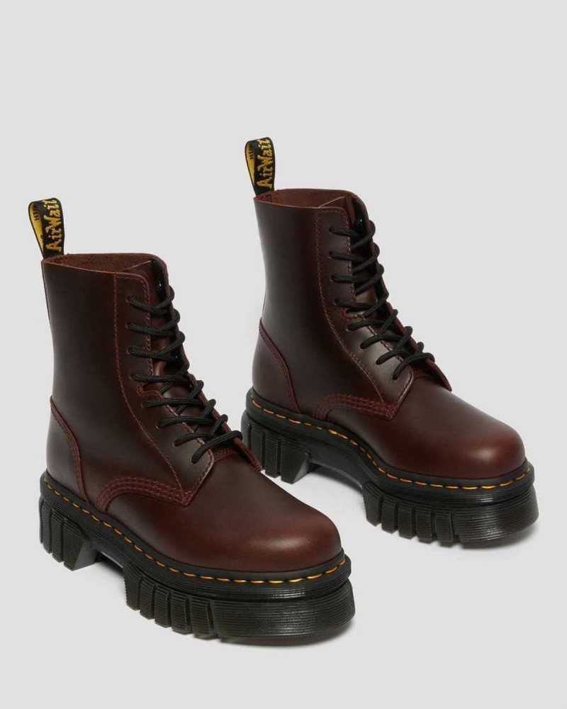 Dr Martens Audrick Brando Leather Platform Lace Up Boots Ankle Boots Brown | 05786BNMU