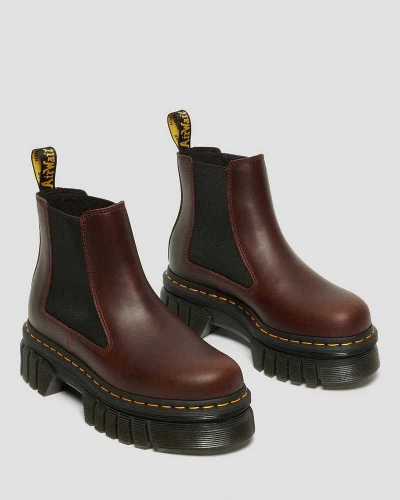 Dr Martens Audrick Brando Leather Platform Chelsea Boots Platform Boots Brown | 01865ZXJB