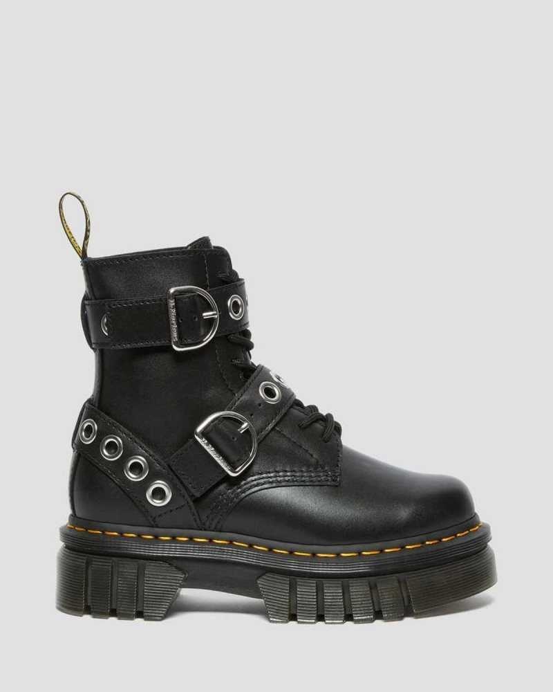 Dr Martens Audrick Hardware Leather Platform Boots Platform Boots Black | 24186KMQE