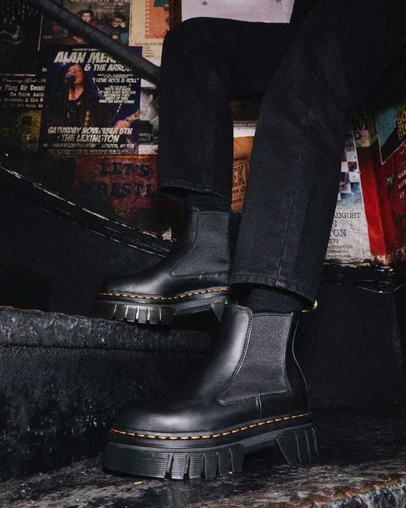 Dr Martens Audrick Nappa Leather Platform Chelsea Boots Platform Boots Black | 12784GJNM