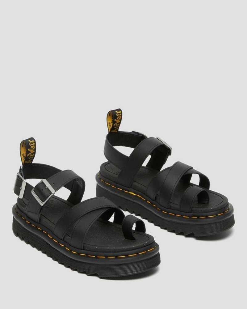 Dr Martens Avry Hydro Leather Strap Sandals Gladiator Sandals Black | 95631COEL