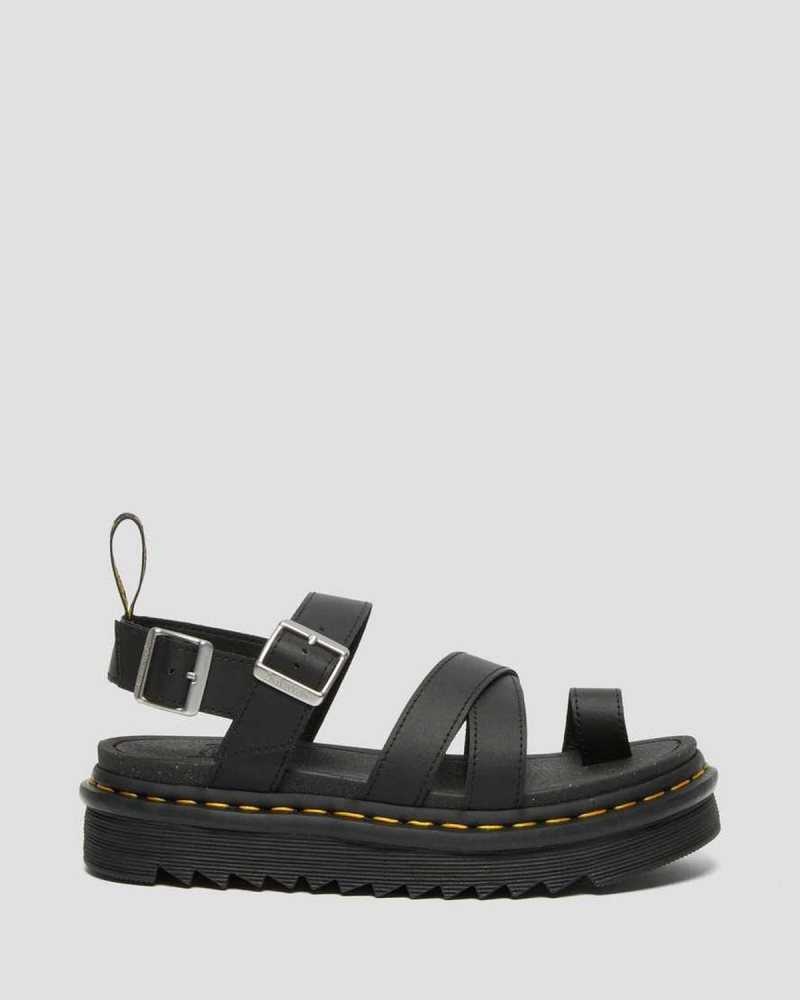 Dr Martens Avry Hydro Leather Strap Sandals Gladiator Sandals Black | 95631COEL