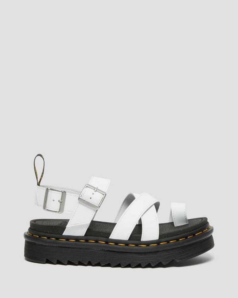 Dr Martens Avry Hydro Leather Strap Sandals Gladiator Sandals White | 61078RTPW