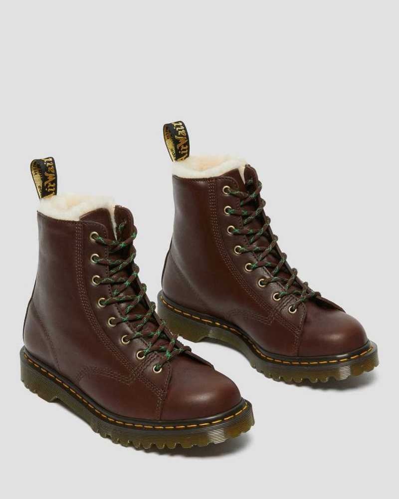 Dr Martens Barton Shearling Lined Leather Boots Made In England Brown | 08341CINF