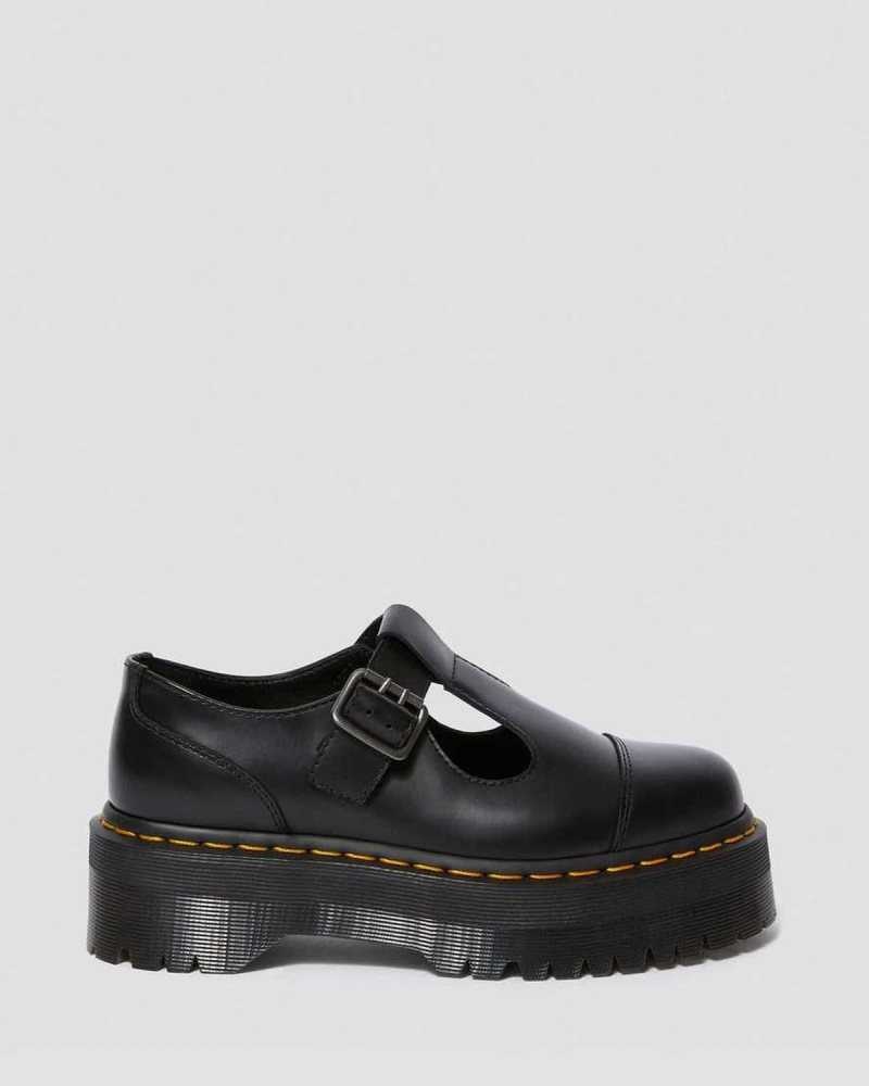 Dr Martens Bethan Polished Smooth Leather Platform Shoes Mary Janes Black | 50428IGNQ