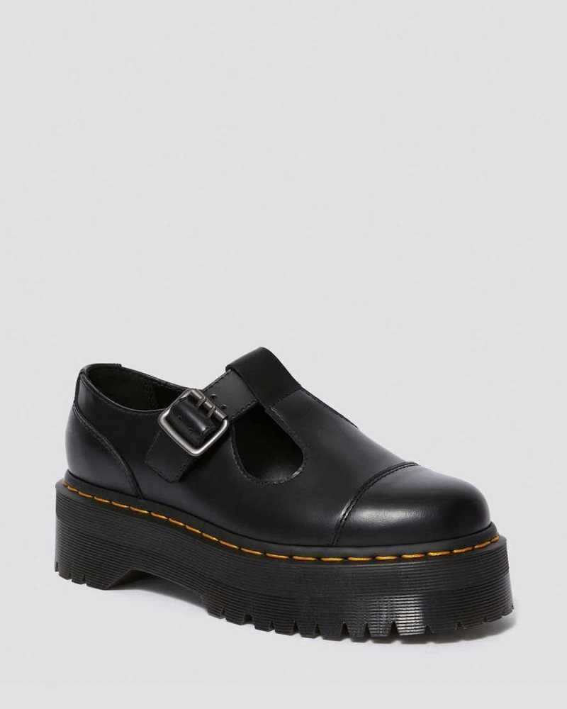 Dr Martens Bethan Polished Smooth Leather Platform Shoes Mary Janes Black | 50428IGNQ