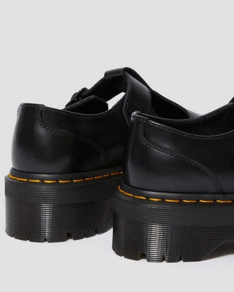 Dr Martens Bethan Polished Smooth Leather Platform Shoes Platform Shoes Black | 48152KGOA