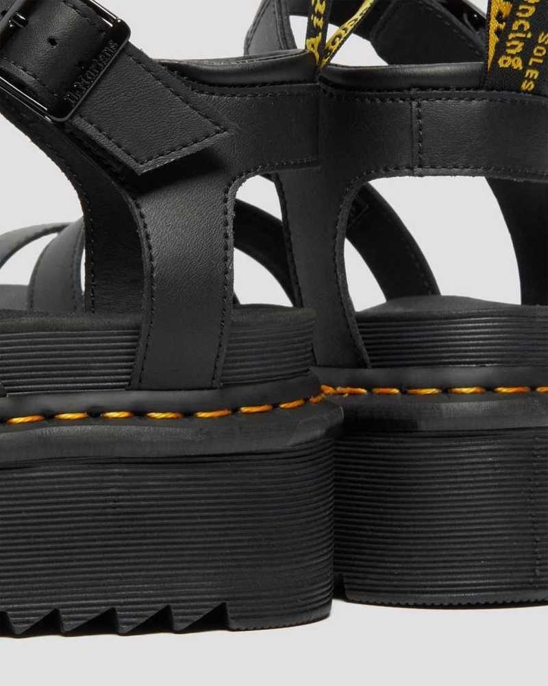 Dr Martens Blaire Hydro Leather Platform Strap Sandals Platform Sandals Black | 13058FITP