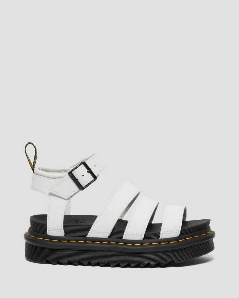 Dr Martens Blaire Hydro Leather Strap Sandals Gladiator Sandals White | 21408FPOG