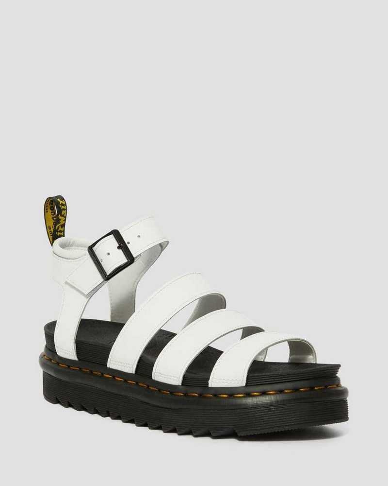 Dr Martens Blaire Hydro Leather Strap Sandals Gladiator Sandals White | 21408FPOG