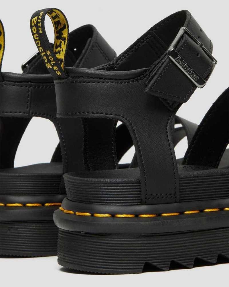 Dr Martens Blaire Hydro Leather Strap Sandals Gladiator Sandals Black | 84562WIJP