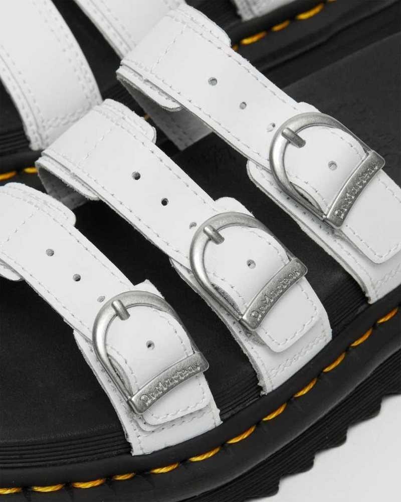 Dr Martens Blaire Leather Slide Sandals Slides White | 27061DNGQ