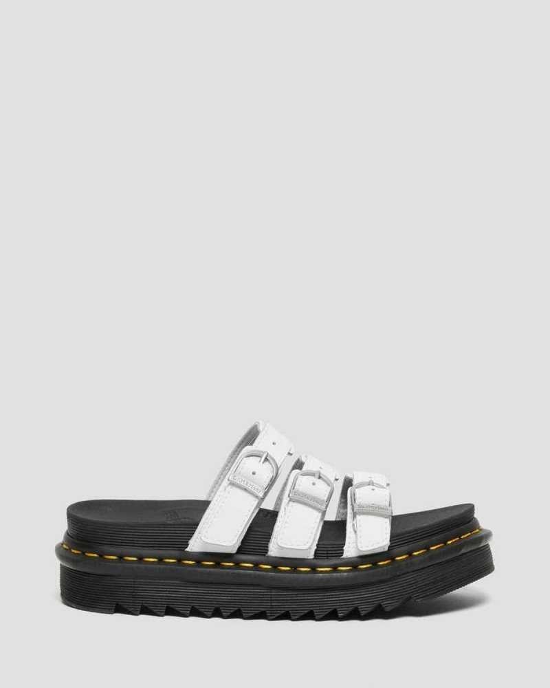 Dr Martens Blaire Leather Slide Sandals Slides White | 27061DNGQ