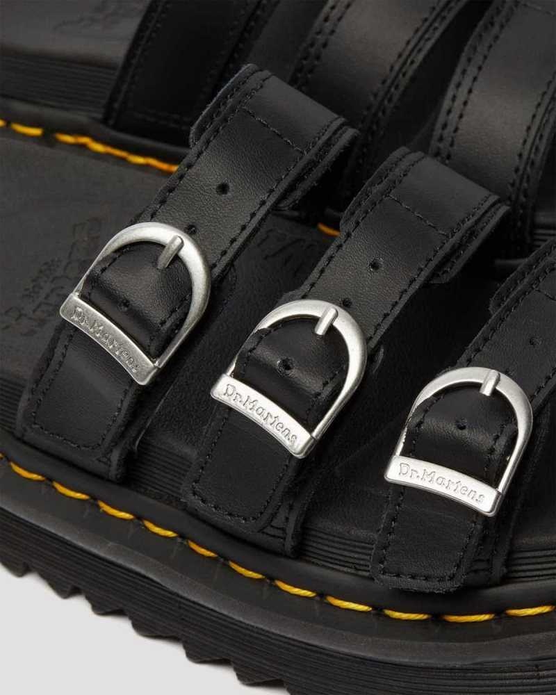 Dr Martens Blaire Leather Slide Sandals Slides Black | 57286PTAH