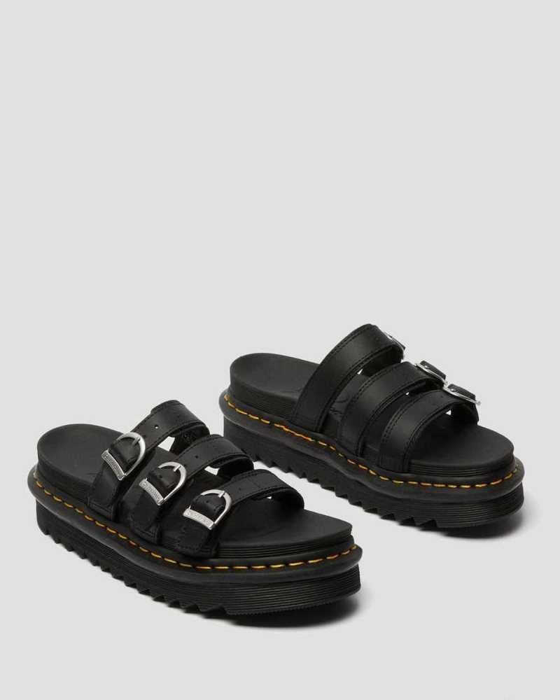 Dr Martens Blaire Leather Slide Sandals Slides Black | 57286PTAH