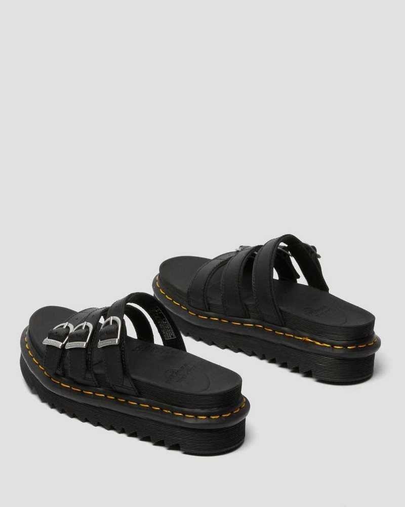 Dr Martens Blaire Leather Slide Sandals Slides Black | 57286PTAH