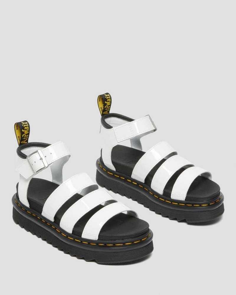 Dr Martens Blaire Patent Leather Strap Sandals Gladiator Sandals White | 25731BYJQ