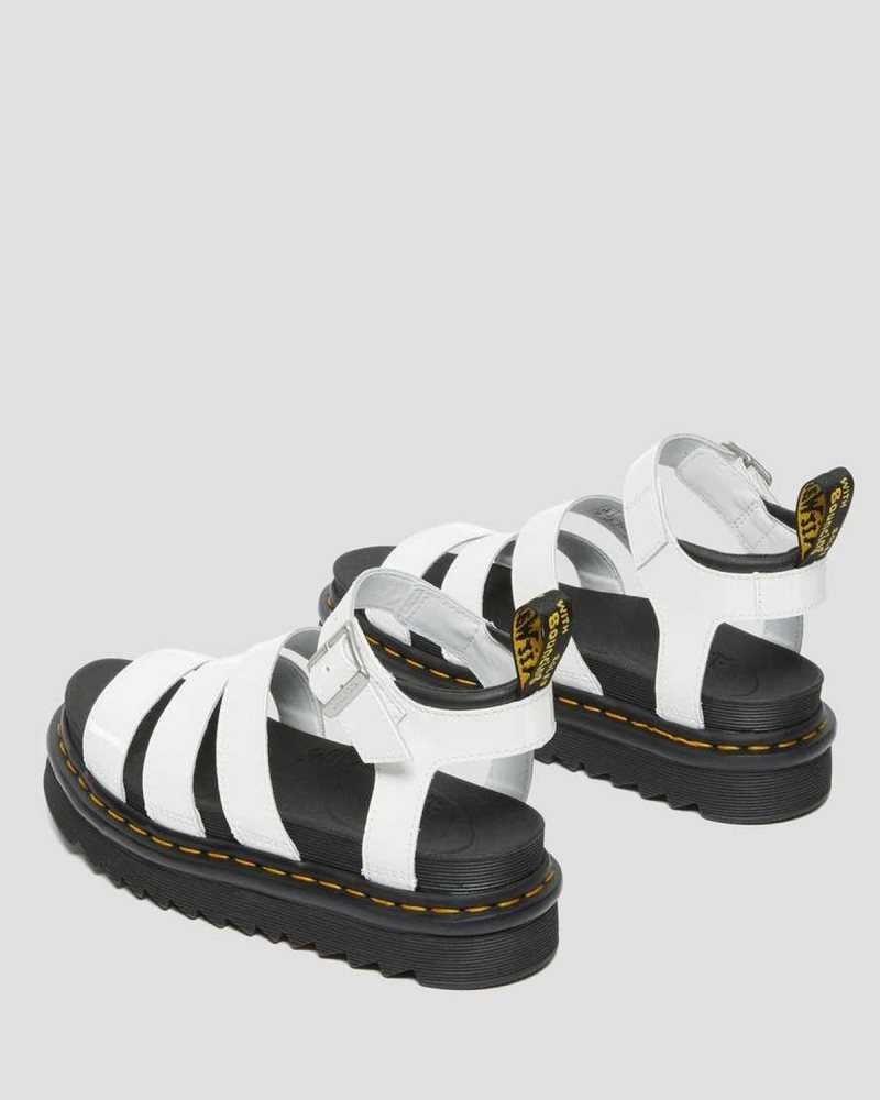 Dr Martens Blaire Patent Leather Strap Sandals Gladiator Sandals White | 25731BYJQ