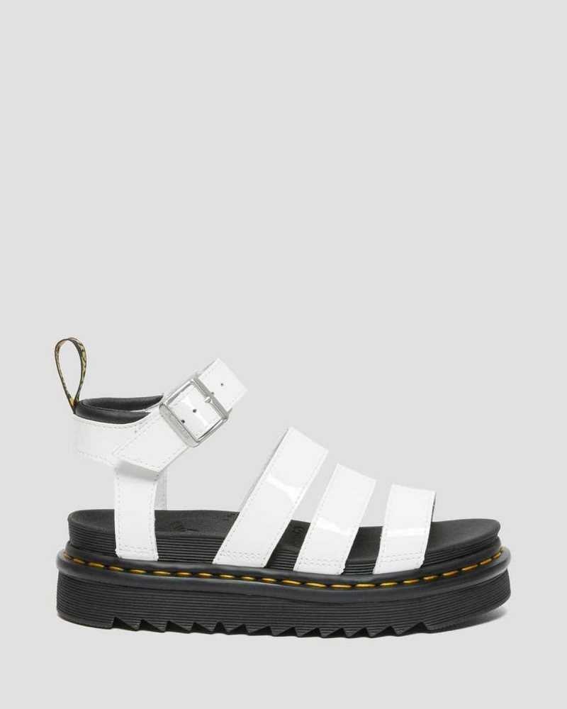 Dr Martens Blaire Patent Leather Strap Sandals Gladiator Sandals White | 25731BYJQ