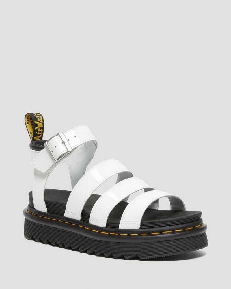 Dr Martens Blaire Patent Leather Strap Sandals Gladiator Sandals White | 25731BYJQ